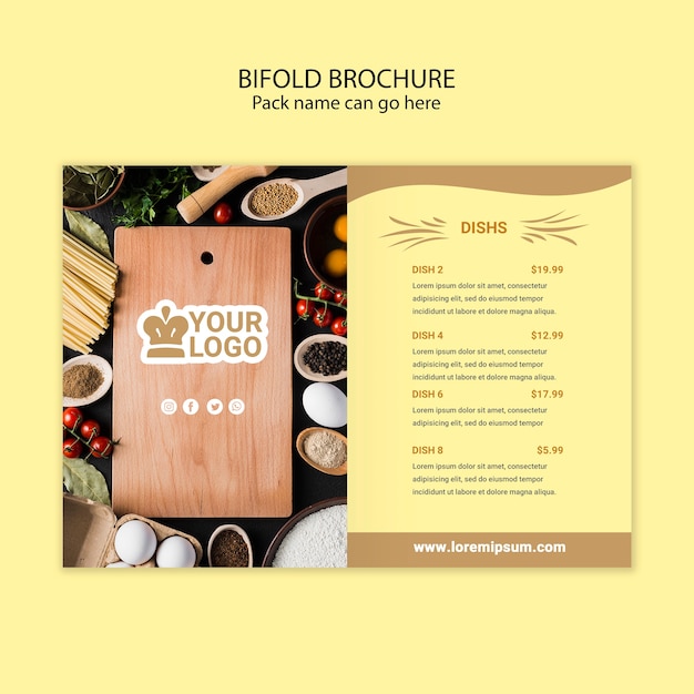 Bifold brochure restaurant food menu