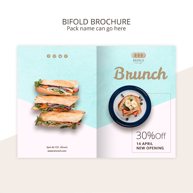 PSD gratuito modello di brochure bifold per ristorante brunch