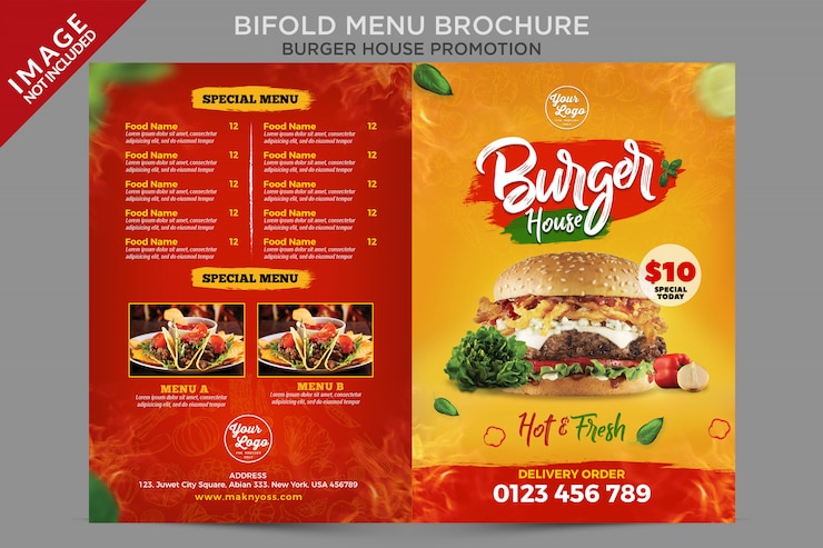  Bifold menu brochure flyer template Premium Psd