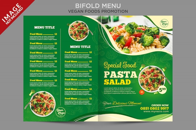 Bifold menu brochure flyer template