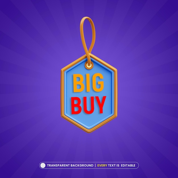 Free PSD big buy tag with editable text