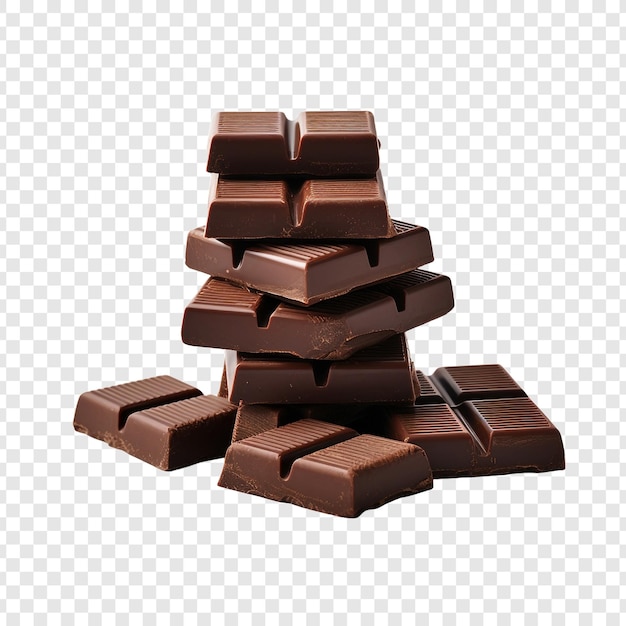無料PSD 大きなチョコレートと小さなチョコレートは ⁇ 透明な背景に隔離された3つの部分に分かれています ⁇