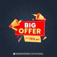 Free PSD big offer promotion banner with editable text