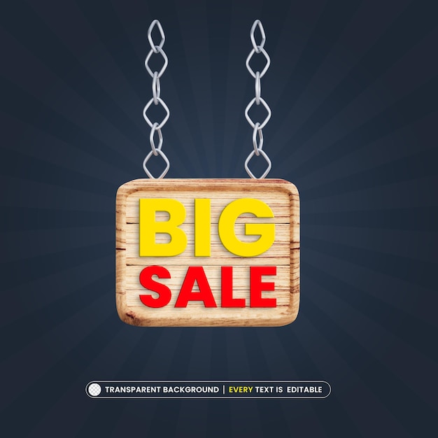 Free PSD big sale hanging tag with editable text