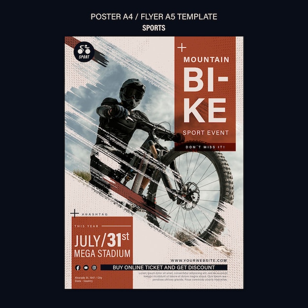 Free PSD bike sport flyer design template