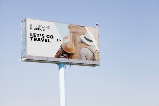 Billboard mockup on blue sky background