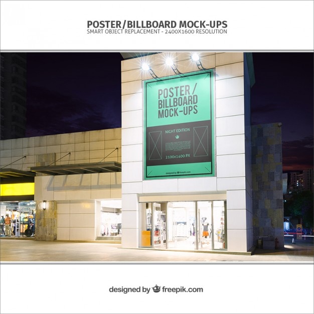 Free PSD billboard mockup on a building