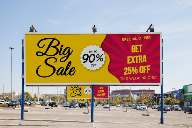 Billboard mockup at parking lot