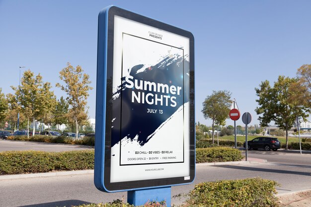 Billboard mockup in urban environment