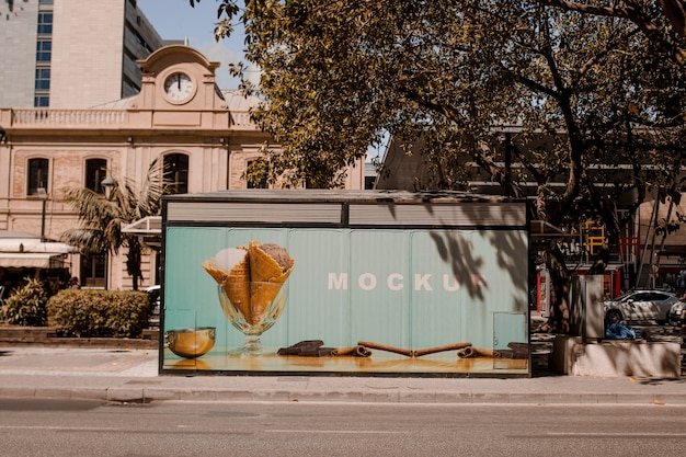 Billboard mockup in urban environment