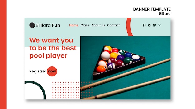 Free PSD billiard concept banner mock-up