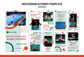 Free PSD billiard concept instagram stories mock-up