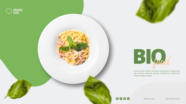 PSD gratuito modello di banner di cibo bio con foto