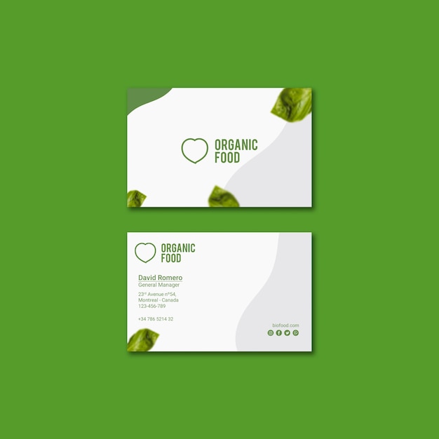 Free PSD bio food business card template