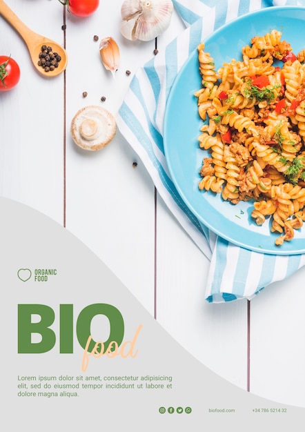 Bio food flyer template with photo