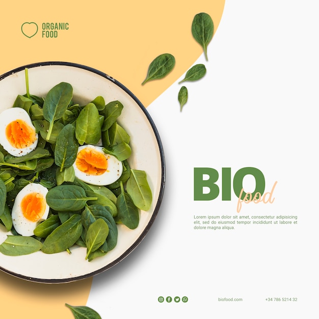 PSD gratuito modello di banner quadrato di cibo biologico