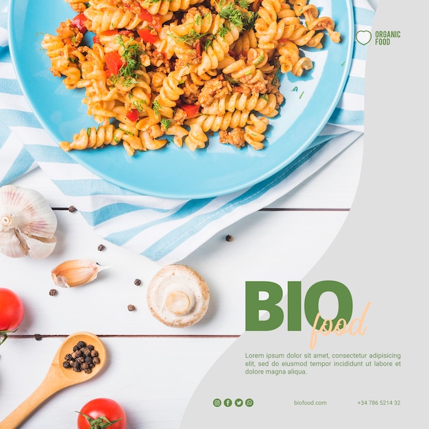 Free PSD bio food square banner template