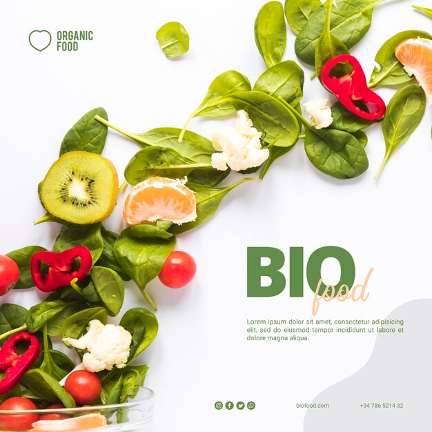 Bio food square banner template