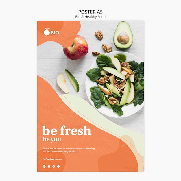 Free PSD bio & healthy food concept poster