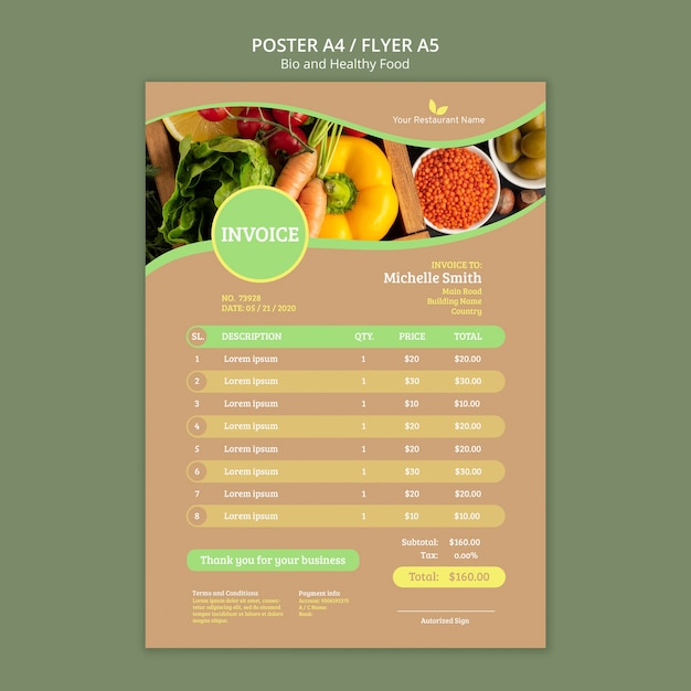 PSD gratuito poster di alimenti biologici e sani