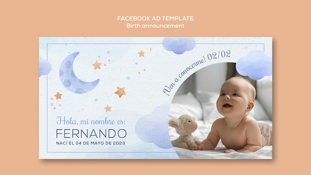 Free PSD birth announcement facebook template