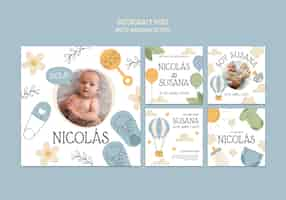 Free PSD birth announcement  instagram posts