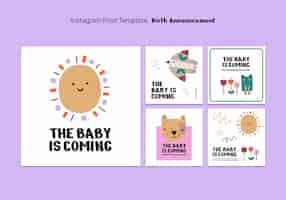 Free PSD birth announcement  instagram posts