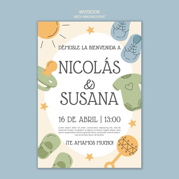 Birth announcement invitation template