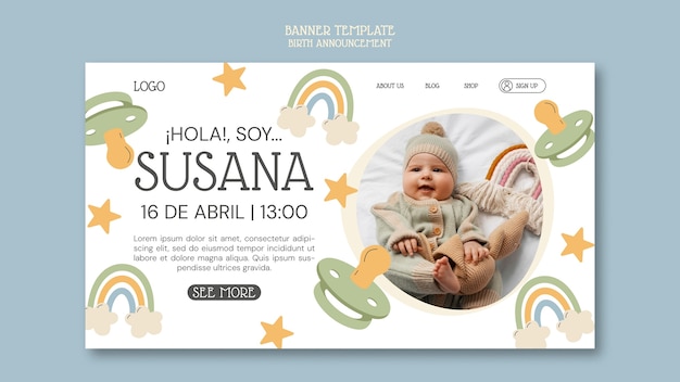 Birth announcement landing page template