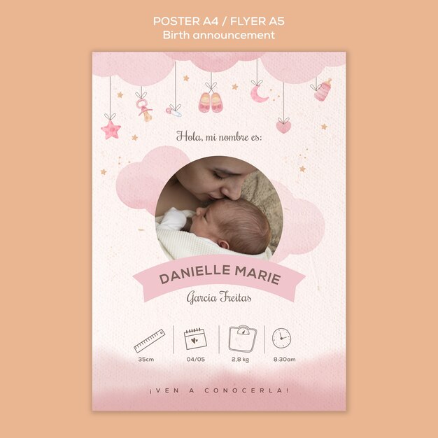 birth announcement poster template