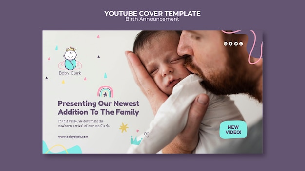 Free PSD birth announcement template design