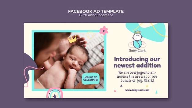 Free PSD birth announcement template design