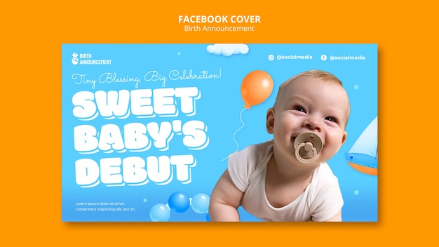 Free PSD birth announcement template design