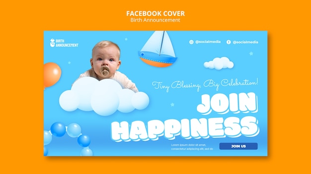 Free PSD birth announcement template design