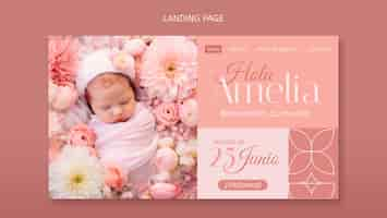 Free PSD birth announcement template design