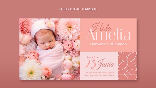 Free PSD birth announcement template design