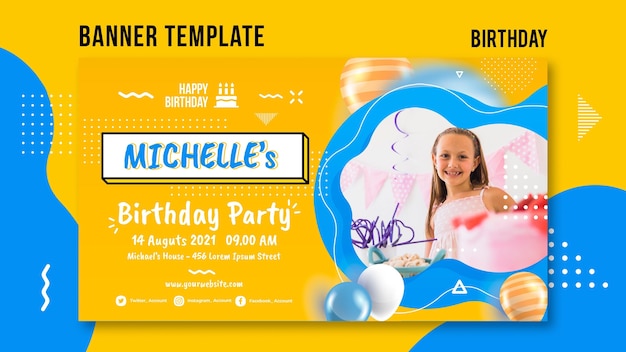 Birthday banner template with photo