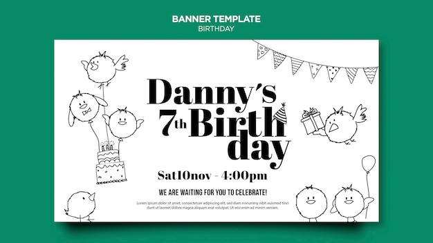 Free PSD birthday card banner template