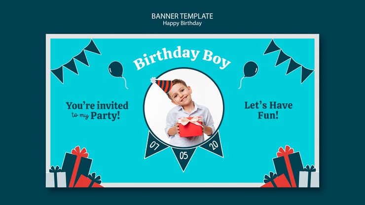 मुफ़्त PSD birthday celebration banner template