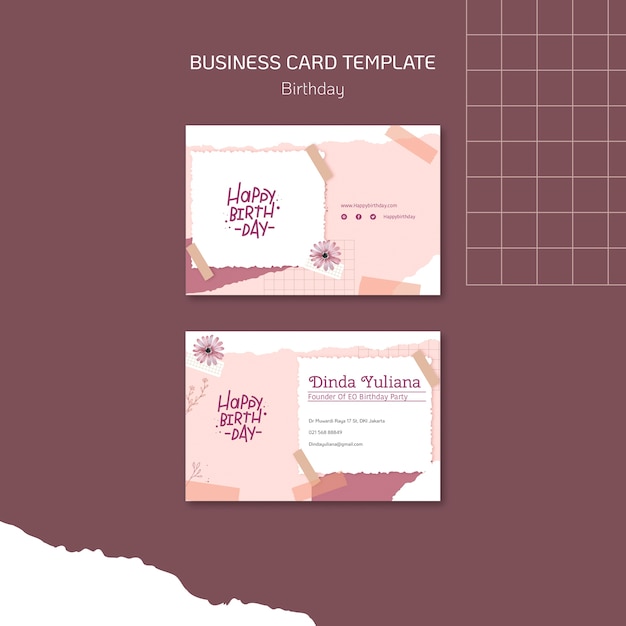 Free PSD birthday celebration business card template