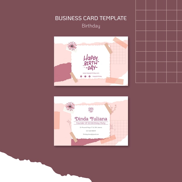 Free PSD birthday celebration business card template