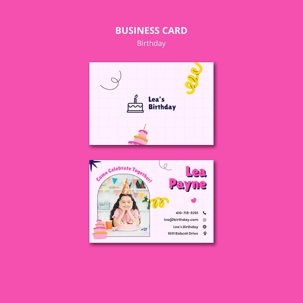 Free PSD birthday celebration business card