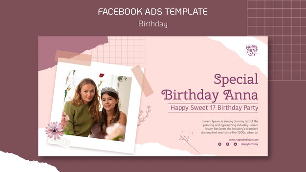 PSD gratuito modello facebook di festa di compleanno