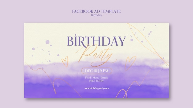 PSD gratuito modello facebook di festa di compleanno