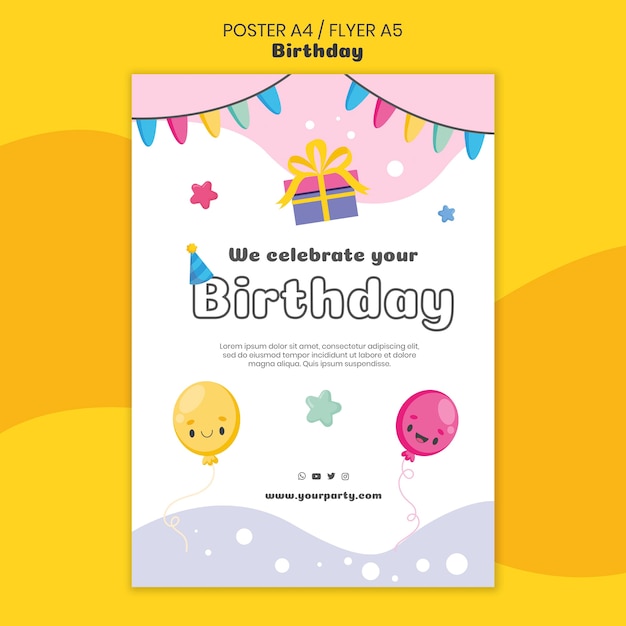 무료 PSD 생일 축하 전단지 서식 파일
