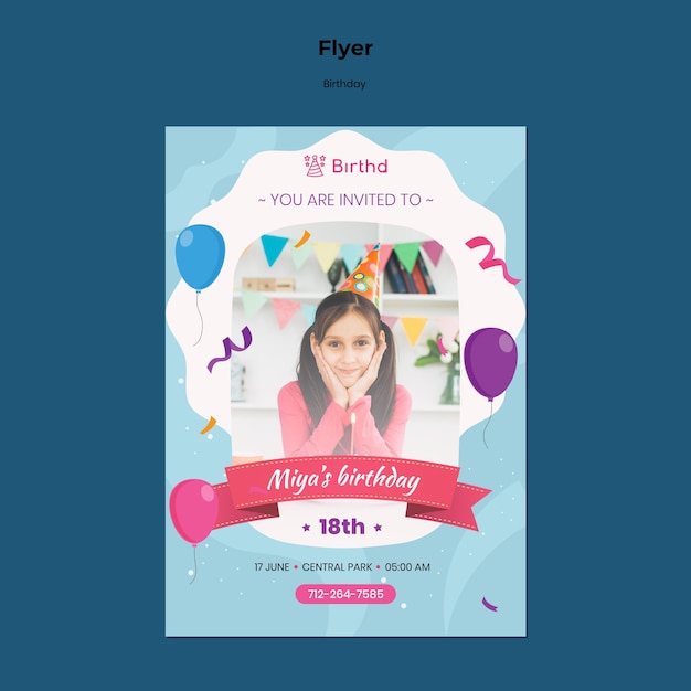 Free PSD birthday celebration flyer template