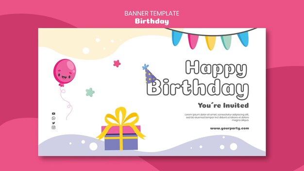 Birthday celebration horizontal banner template