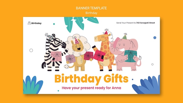 birthday celebration horizontal banner  template