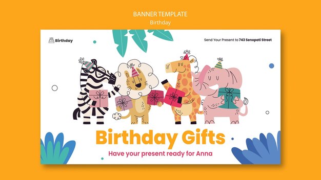 birthday celebration horizontal banner  template