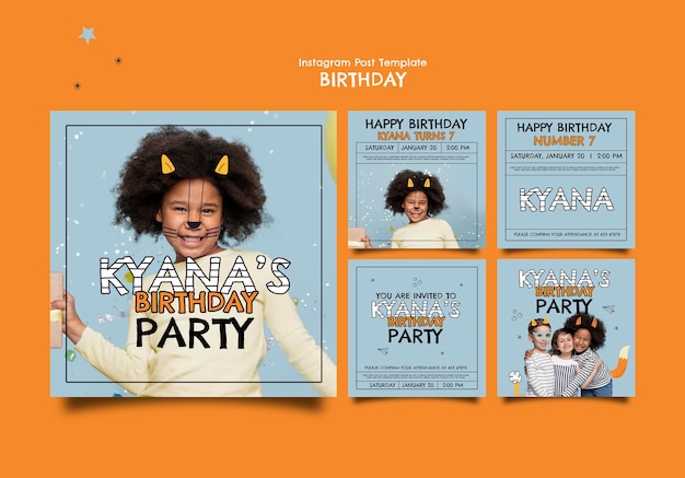 Free PSD birthday celebration instagram posts template